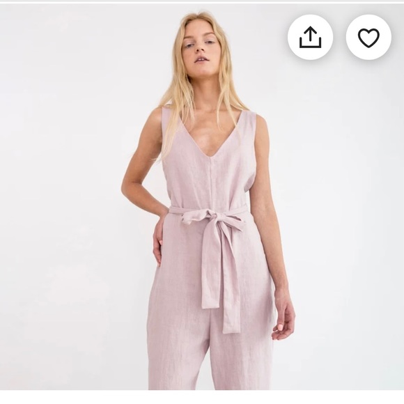 Light Pink Linen Jumpsuit - Picture 4 of 6